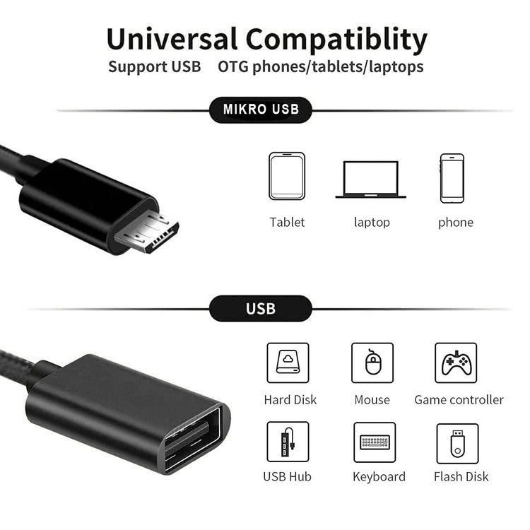 OTG Adapter Kabel | USB A - Micro USB | Schwarz