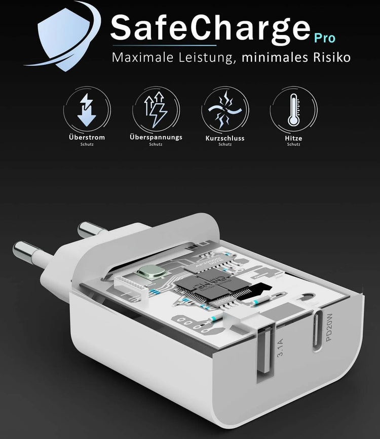 20W Adapter Ladegerät | USB C - USB A | Weiss