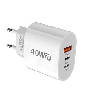 40W Adapter Ladegerät | 2x USB C - USB A | Weiss
