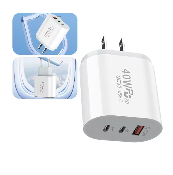 40W Adapter Ladegerät | 2x USB C - USB A | Weiss