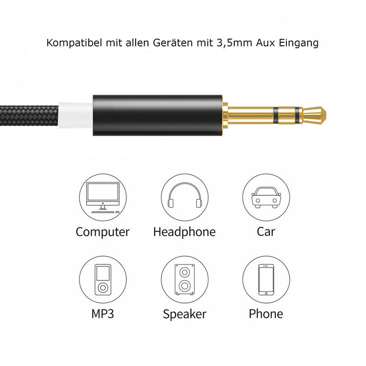 Audio Kabel | Aux - Aux | 3,5mm Klinke | Schwarz
