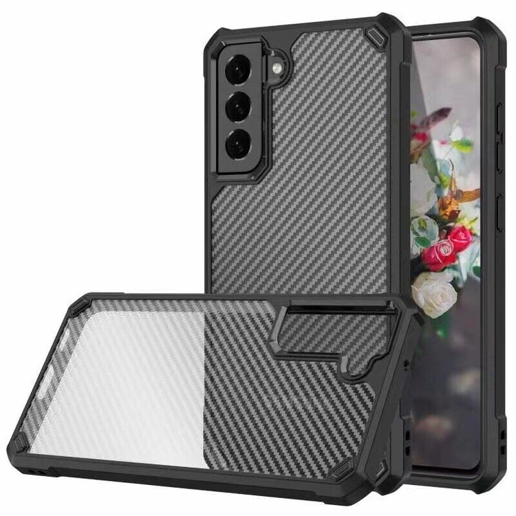 Samsung Galaxy Hülle - Hybrid Clear Carbon Case - Schwarz