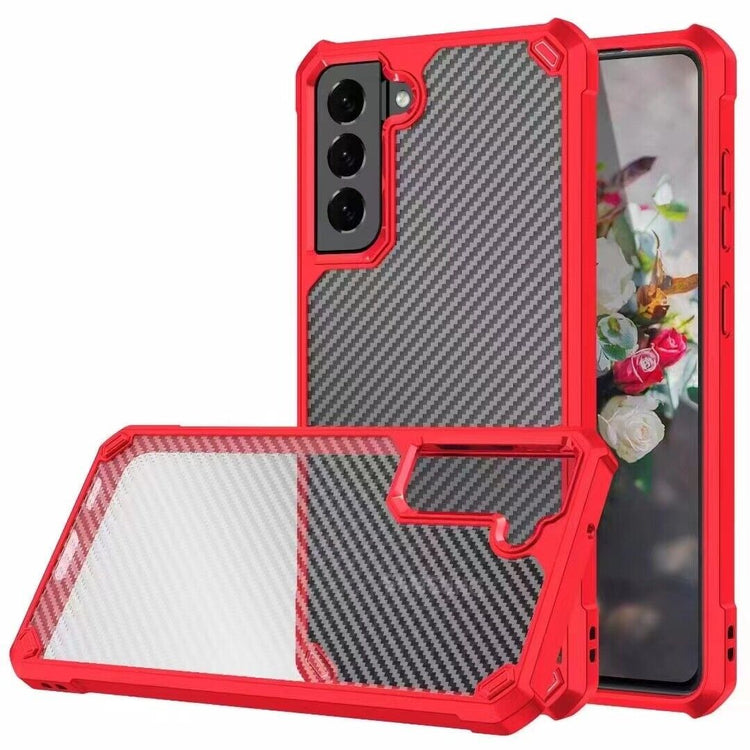 Samsung Galaxy Hülle - Hybrid Clear Carbon Case - Rot