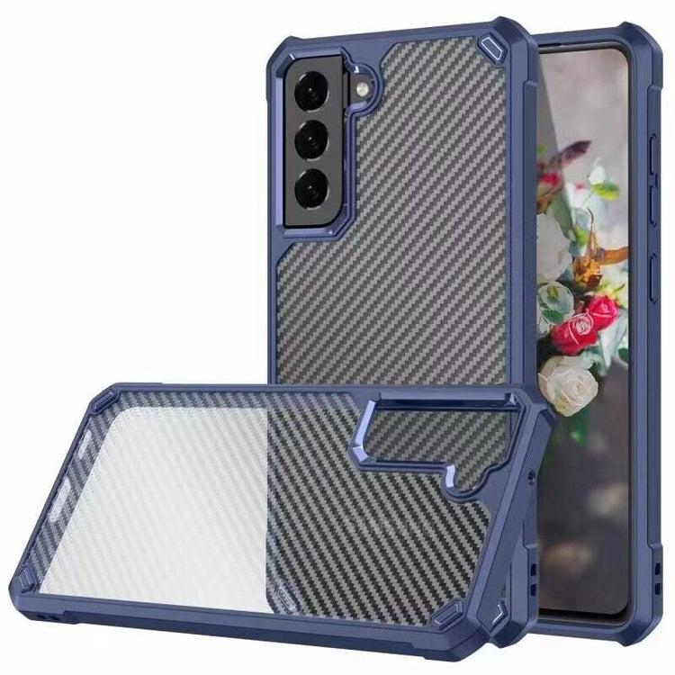 Samsung Galaxy Hülle - Hybrid Clear Carbon Case - Blau