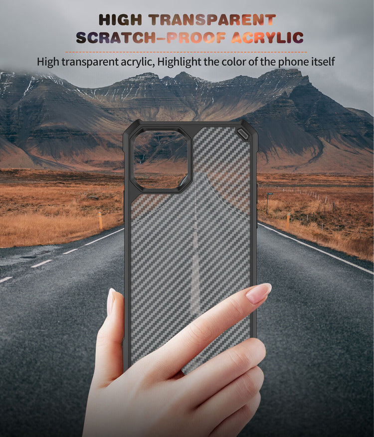 Samsung Galaxy Hülle - Hybrid Clear Carbon Case - Rot