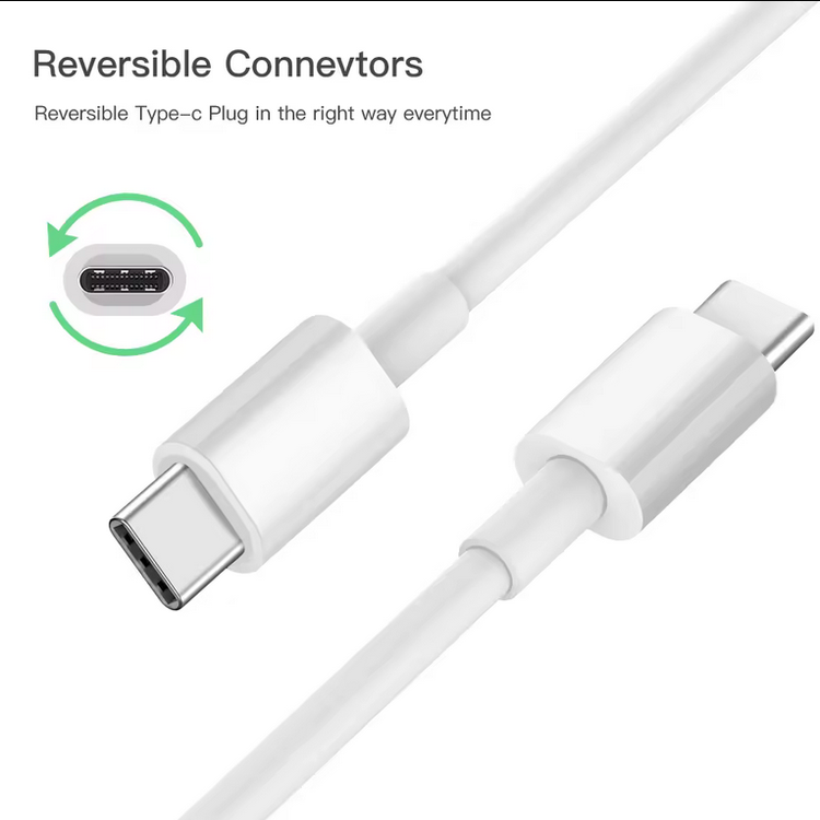 60W Ladekabel | USB C - USB C | Schnellladekabel | Weiß