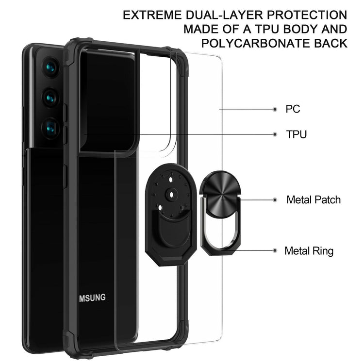 Samsung Galaxy Hülle - Hybrid Ring Clear Case - Rot