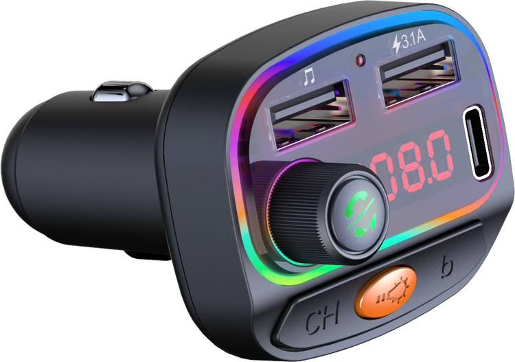 Auto FM Transmitter - Bluetooth USB C - Schwarz