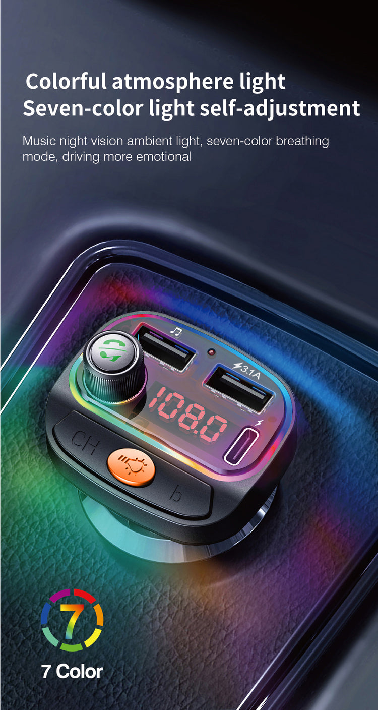 Auto FM Transmitter - Bluetooth USB C - Schwarz