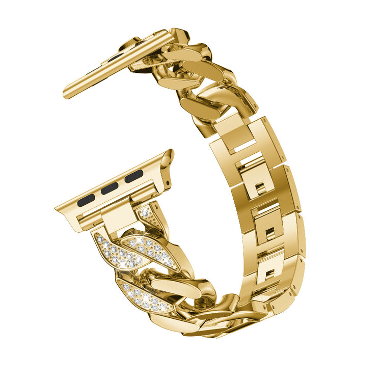 Apple Watch Ersatzarmband Edelstahl Armband Gold mit Steinen