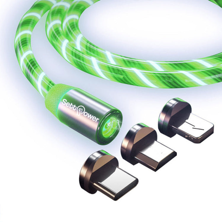 LED Ladekabel Magnet 3in1 | USB C | Micro USB | Lightning | Grün