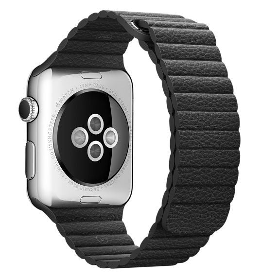 Apple Watch - Leder Loop Magnet Armband - Schwarz