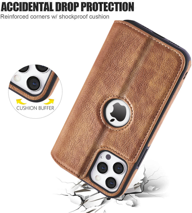 iPhone Hülle - Eleganz Kunstleder Tasche Case - Braun