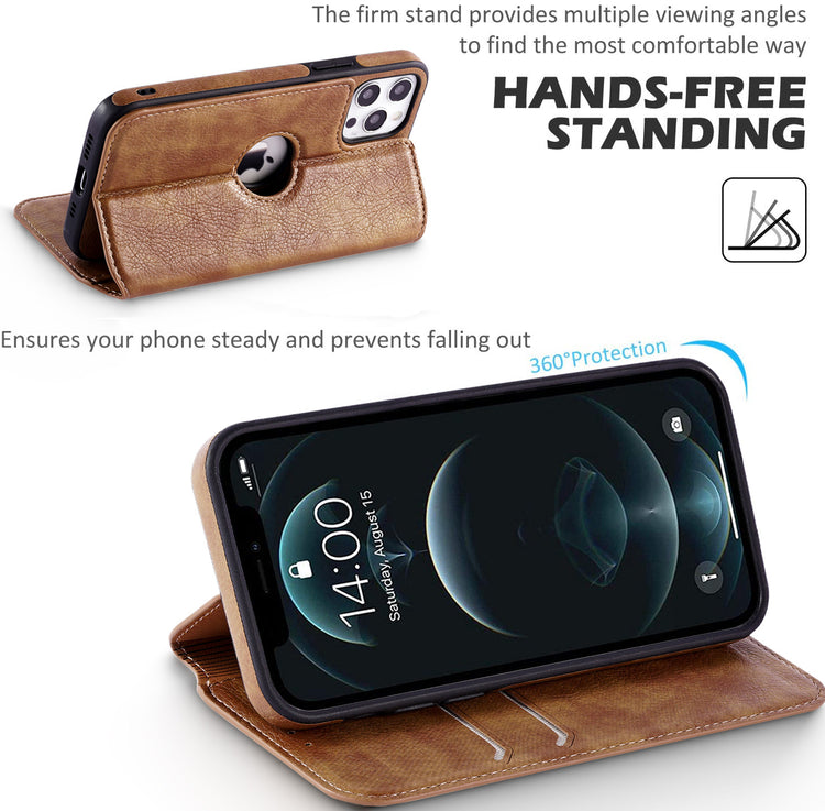 iPhone Hülle - Eleganz Kunstleder Tasche Case - Braun
