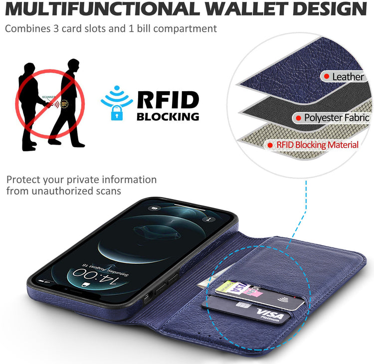 iPhone Hülle - Eleganz Kunstleder Tasche Case - Blau