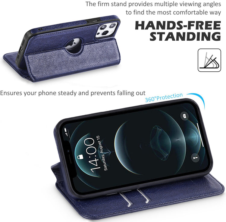 iPhone Hülle - Eleganz Kunstleder Tasche Case - Blau