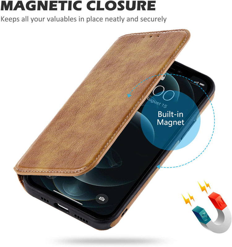 iPhone Hülle - Eleganz Kunstleder Tasche Case - Braun