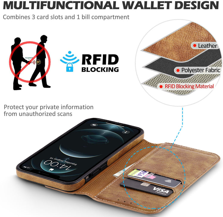 iPhone Hülle - Eleganz Kunstleder Tasche Case - Braun