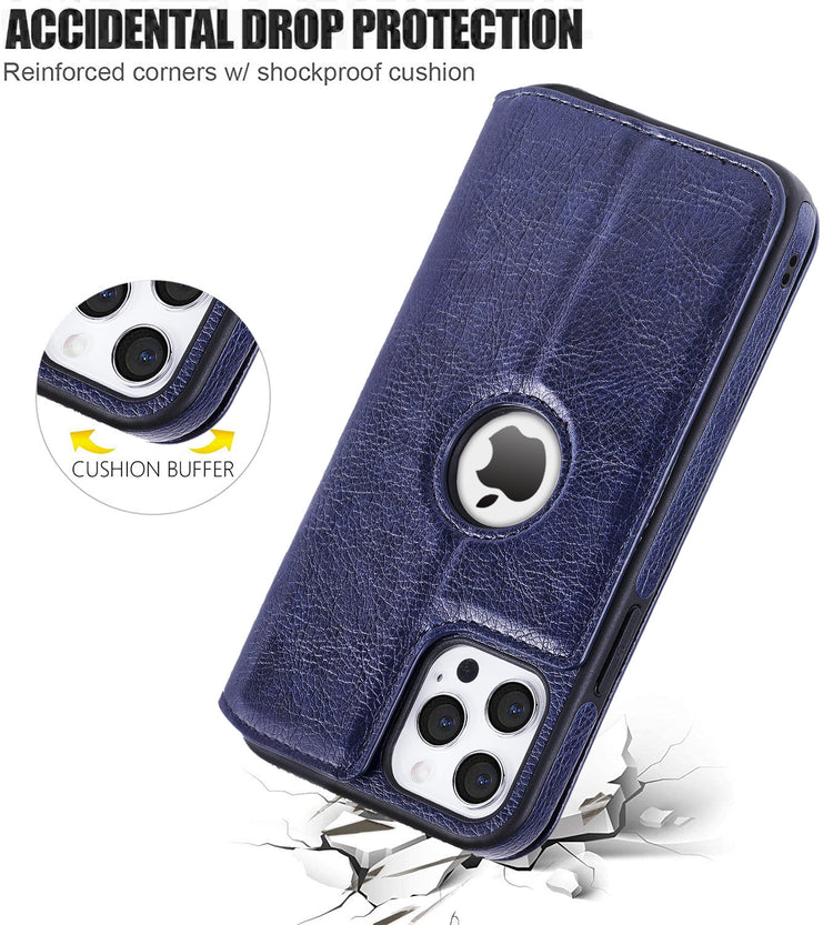 iPhone Hülle - Eleganz Kunstleder Tasche Case - Blau