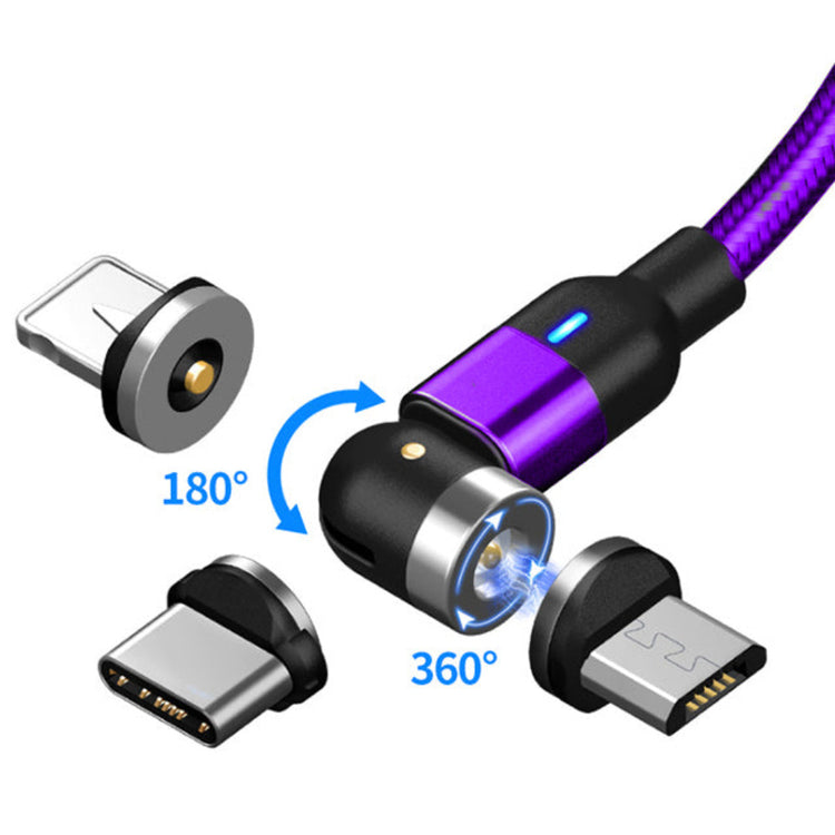 Nylon Ladekabel Schwenkbar Magnet 3in1 | USB C | Micro USB | Lightning | Lila