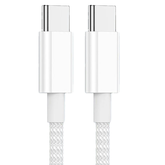 Nylon Ladekabel | USB C - USB C | Schnellladekabel | Weiß