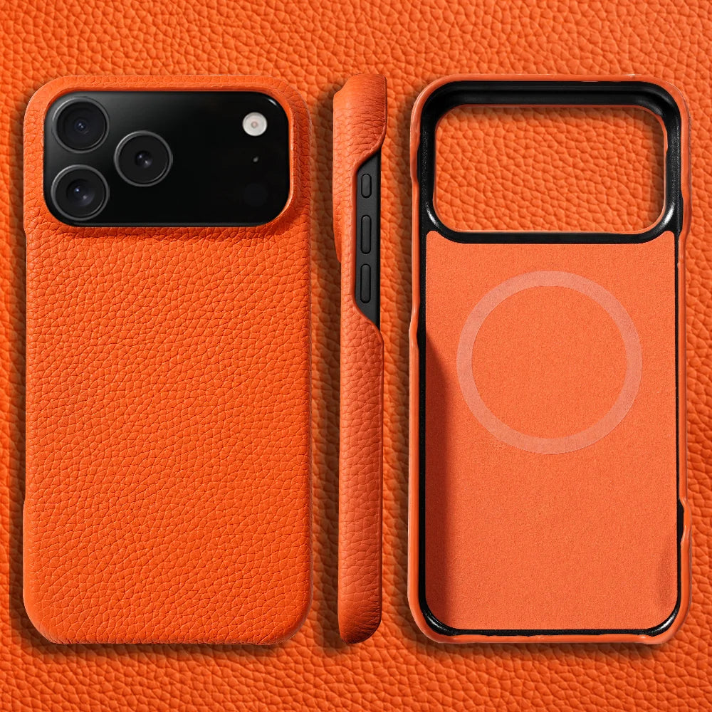 Hülle für iPhone - Premium Kunstleder Lychee