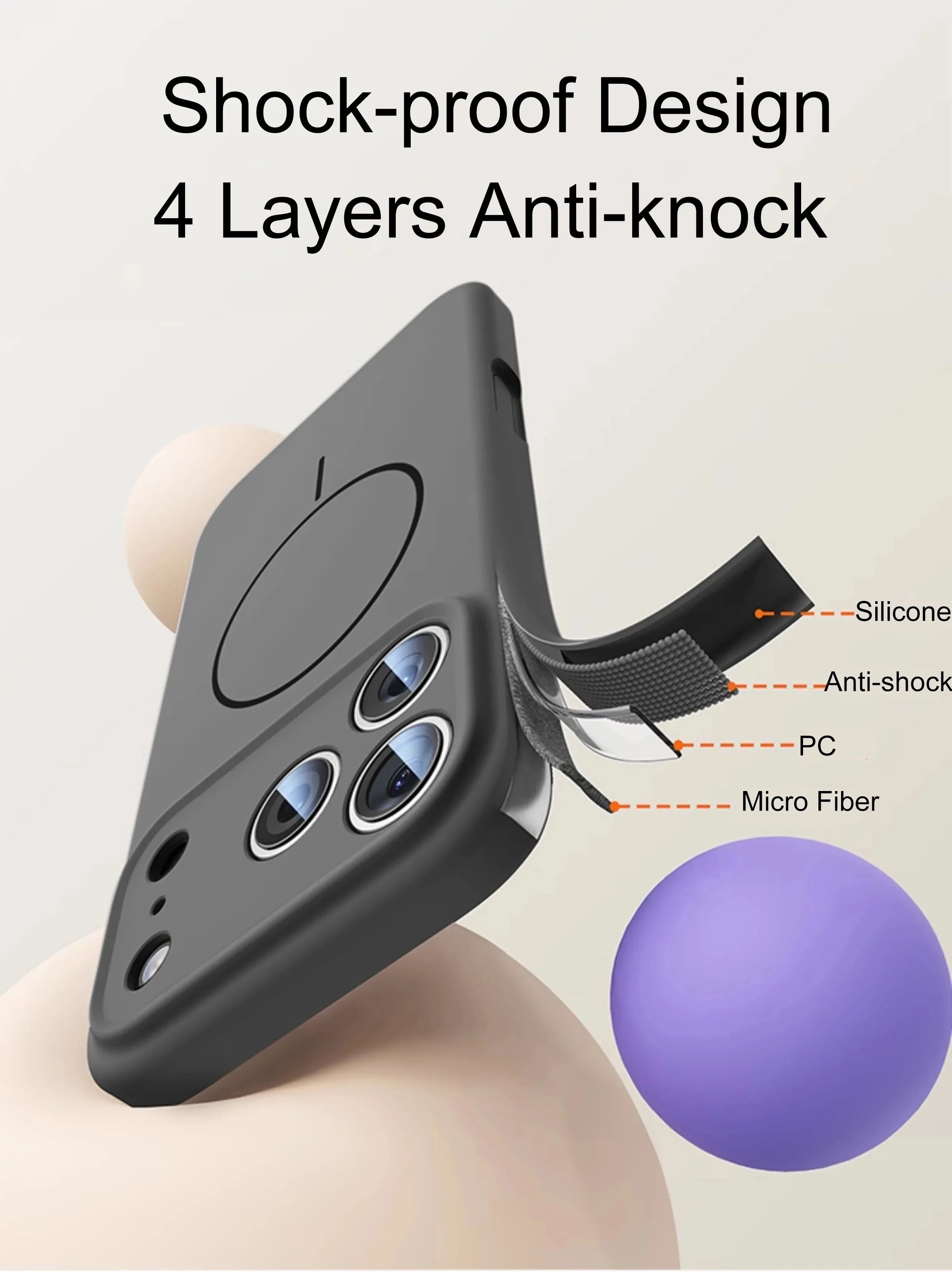 Hülle für iPhone - Silikon MagSafe Kameraschutz