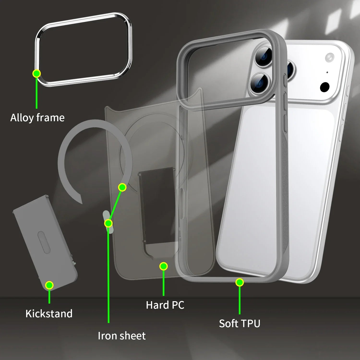 Hülle für iPhone - Clear MagSafe Stand