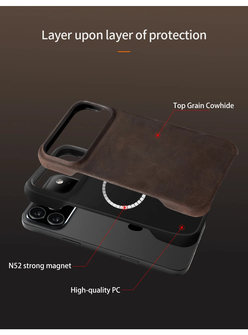 Hülle für iPhone - Kunstleder MagSafe Brabos