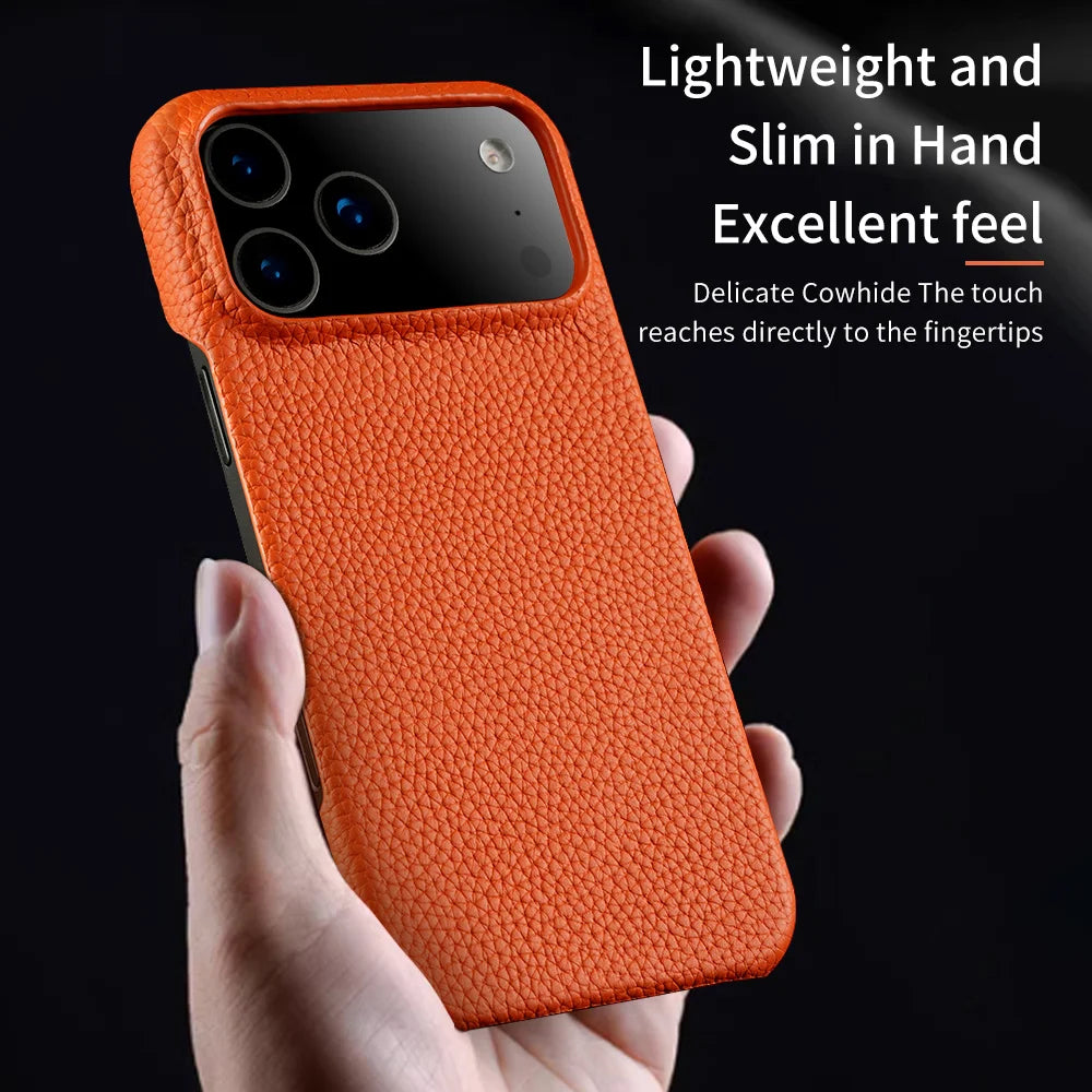 Hülle für iPhone - Premium Kunstleder Lychee