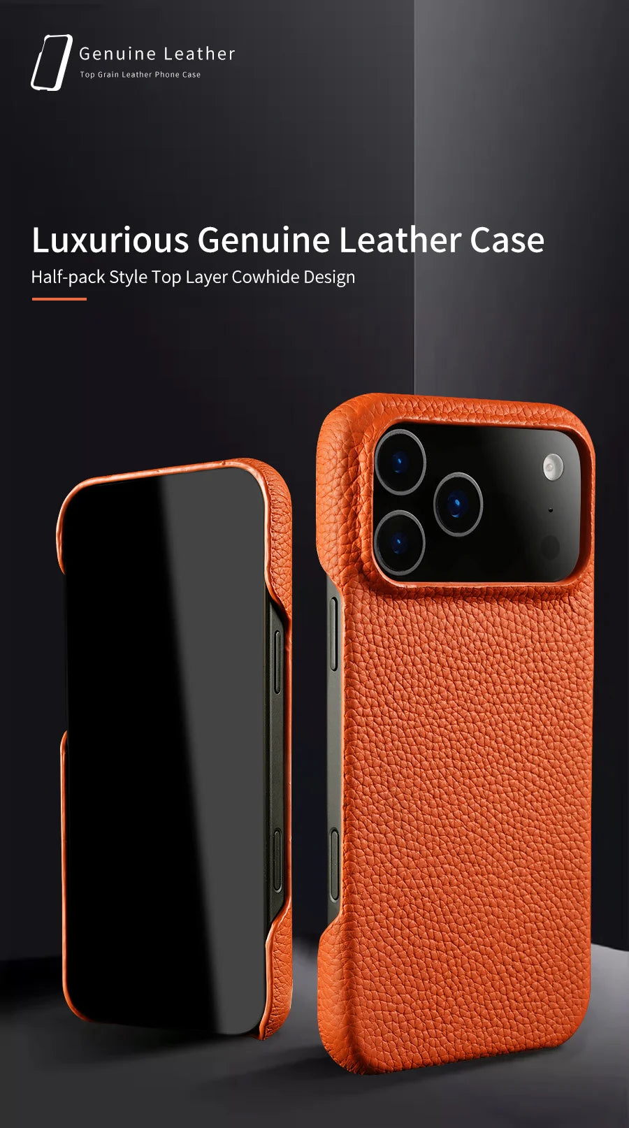 Hülle für iPhone - Premium Kunstleder Lychee