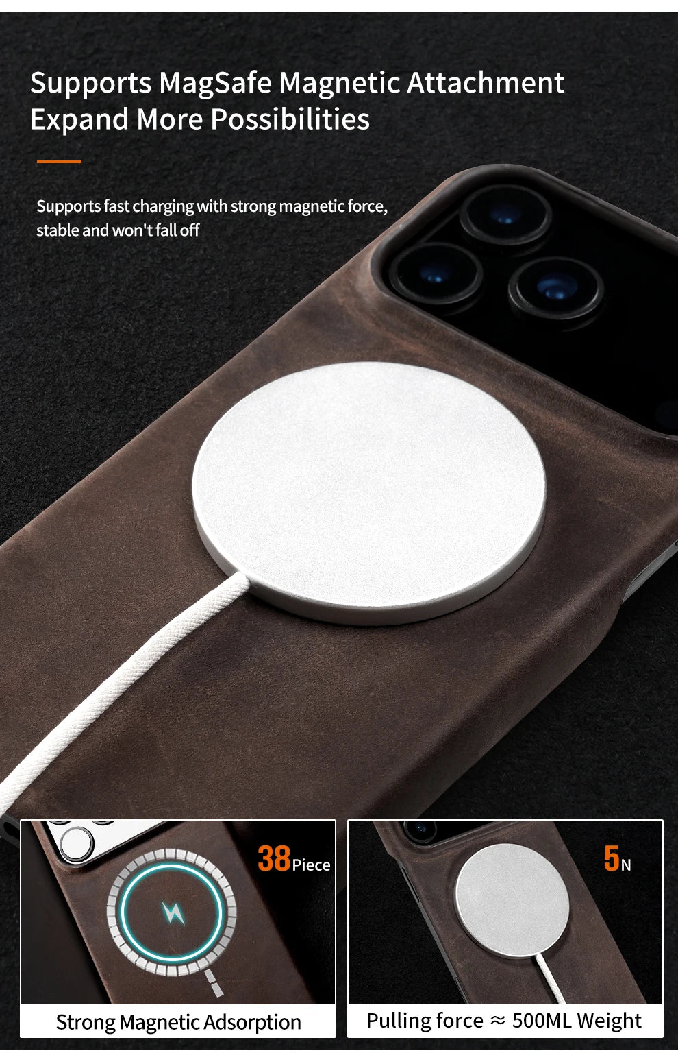 Hülle für iPhone - Kunstleder MagSafe Brabos