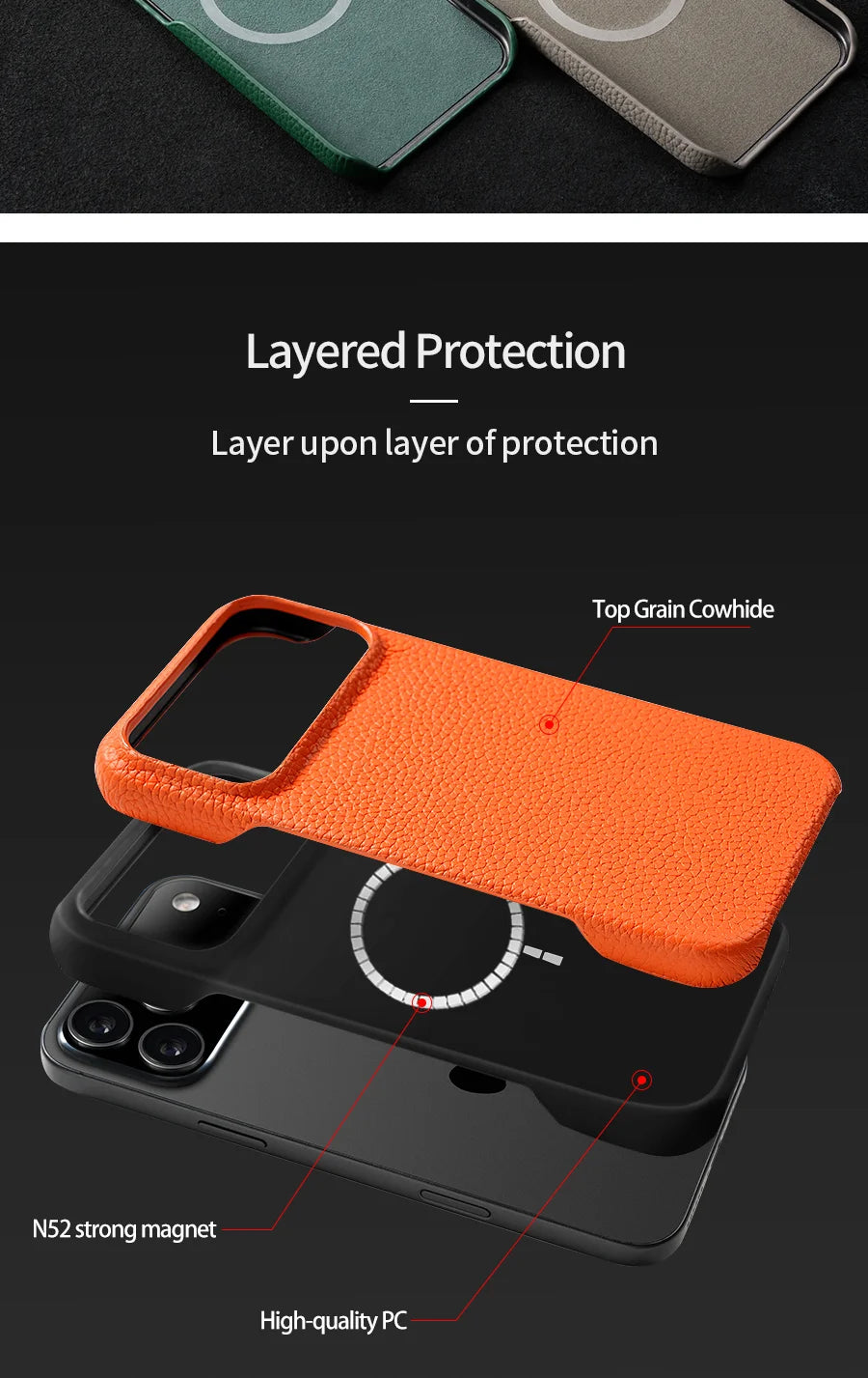 Hülle für iPhone - Premium Kunstleder Lychee