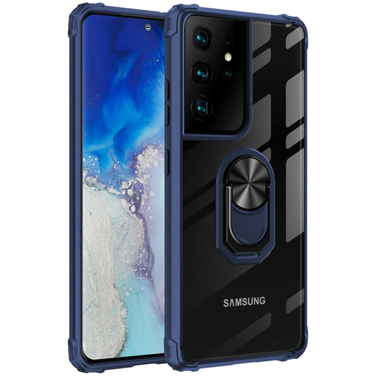 Samsung Galaxy Hülle - Hybrid Ring Clear Case - Blau