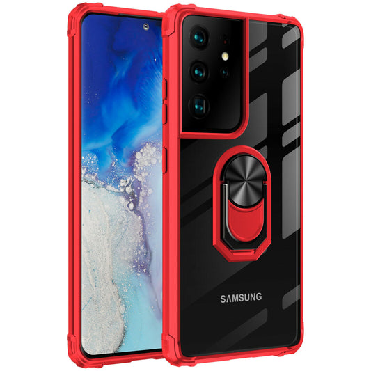 Samsung Galaxy Hülle - Hybrid Ring Clear Case - Rot