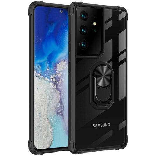 Samsung Galaxy Hülle - Hybrid Ring Clear Case - Schwarz