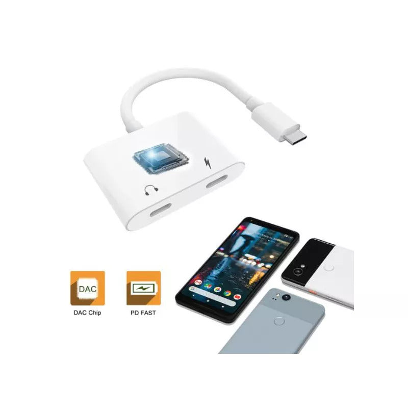 OTG Audio Jack | USB C - 2x USB C | Weiss