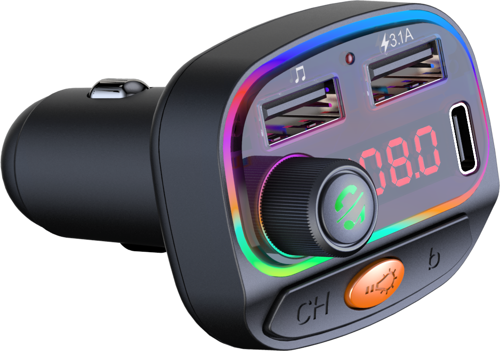 Auto FM Transmitter - Bluetooth USB C - Schwarz