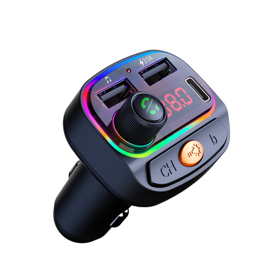 Auto FM Transmitter - Bluetooth USB C - Schwarz