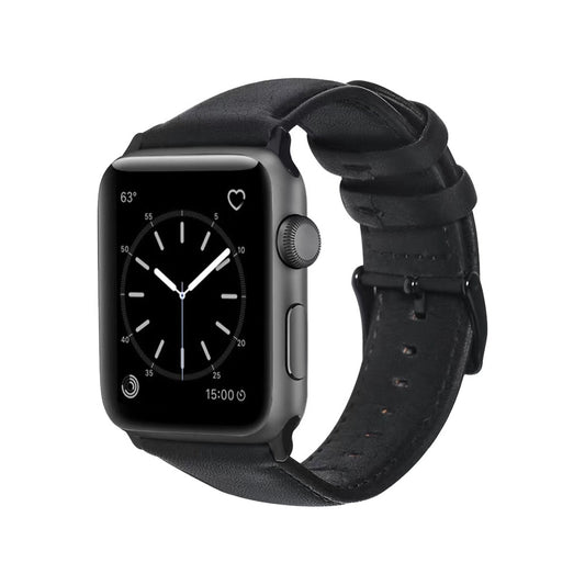 Apple Watch - Echt Leder Armband - Schwarz