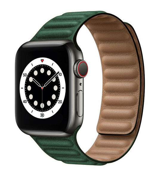 Apple Watch - Kunstleder Magnet Armband - Dunkelgrün