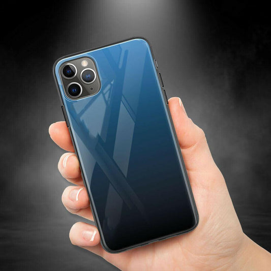 iPhone - Glas Rainbow Case - Schwarz Blau - CITYCASE