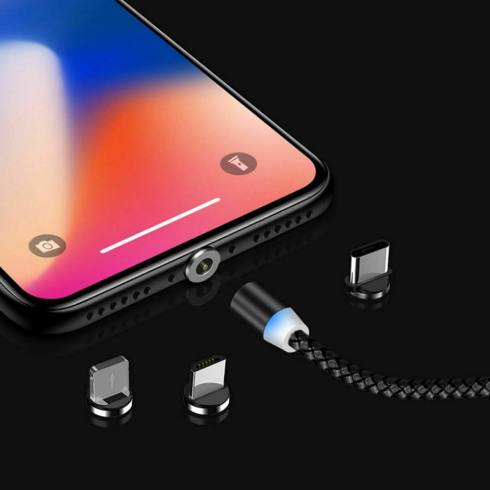 Nylon Ladekabel Magnet 3in1 | USB C | Micro USB  | Lightning