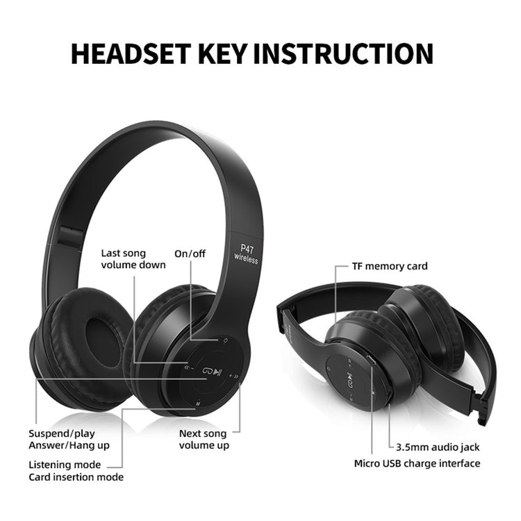Bluetooth Kopfhörer - Wireless Headphone - Schwarz