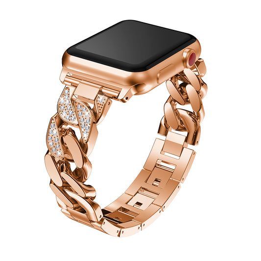 Apple Watch Ersatzarmband Edelstahl Armband Rosegold mit Steinen