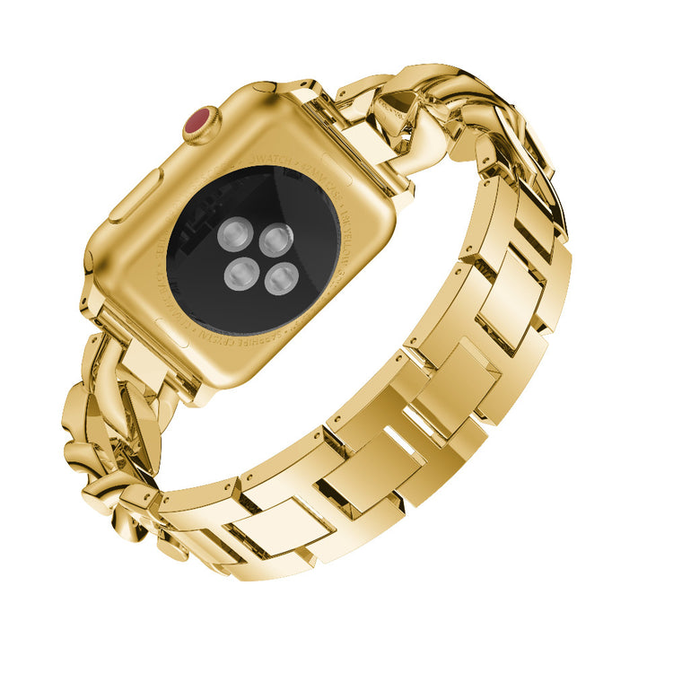 Apple Watch Ersatzarmband Edelstahl Armband Gold mit Steinen