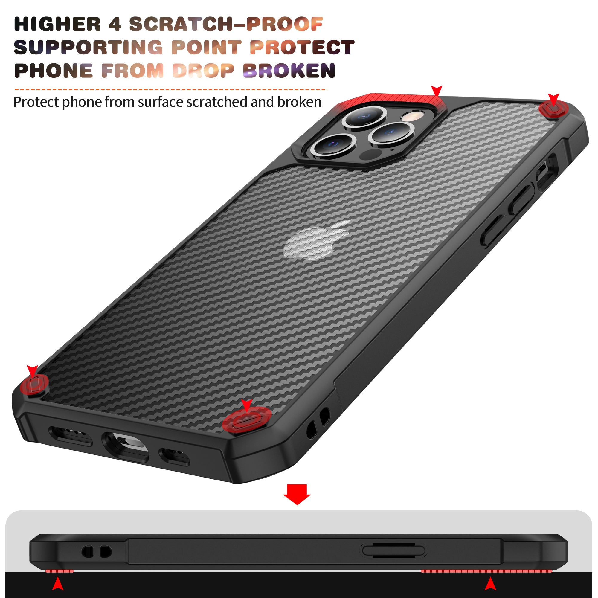 iPhone Hülle - Carbon Shock Proof Case - Schwarz