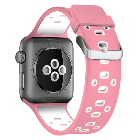 Apple Watch - Goofy Silikon Armband - Rosa / Weiß