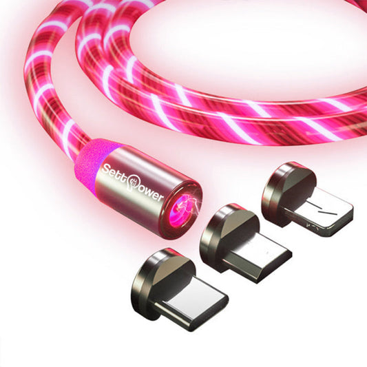 LED Ladekabel Magnet 3in1 | USB C | Micro USB  | Lightning | Rot