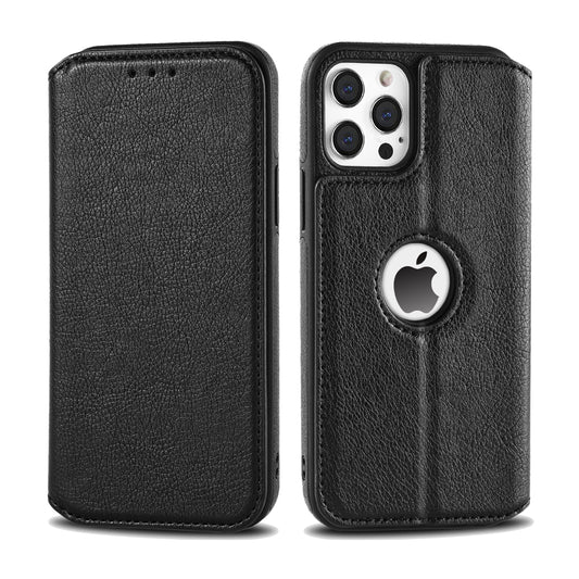 iPhone Hülle - Eleganz Kunstleder Tasche Case - Schwarz